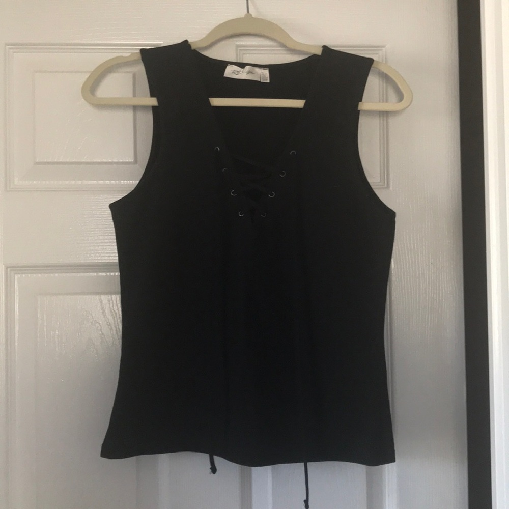 Black lace up top